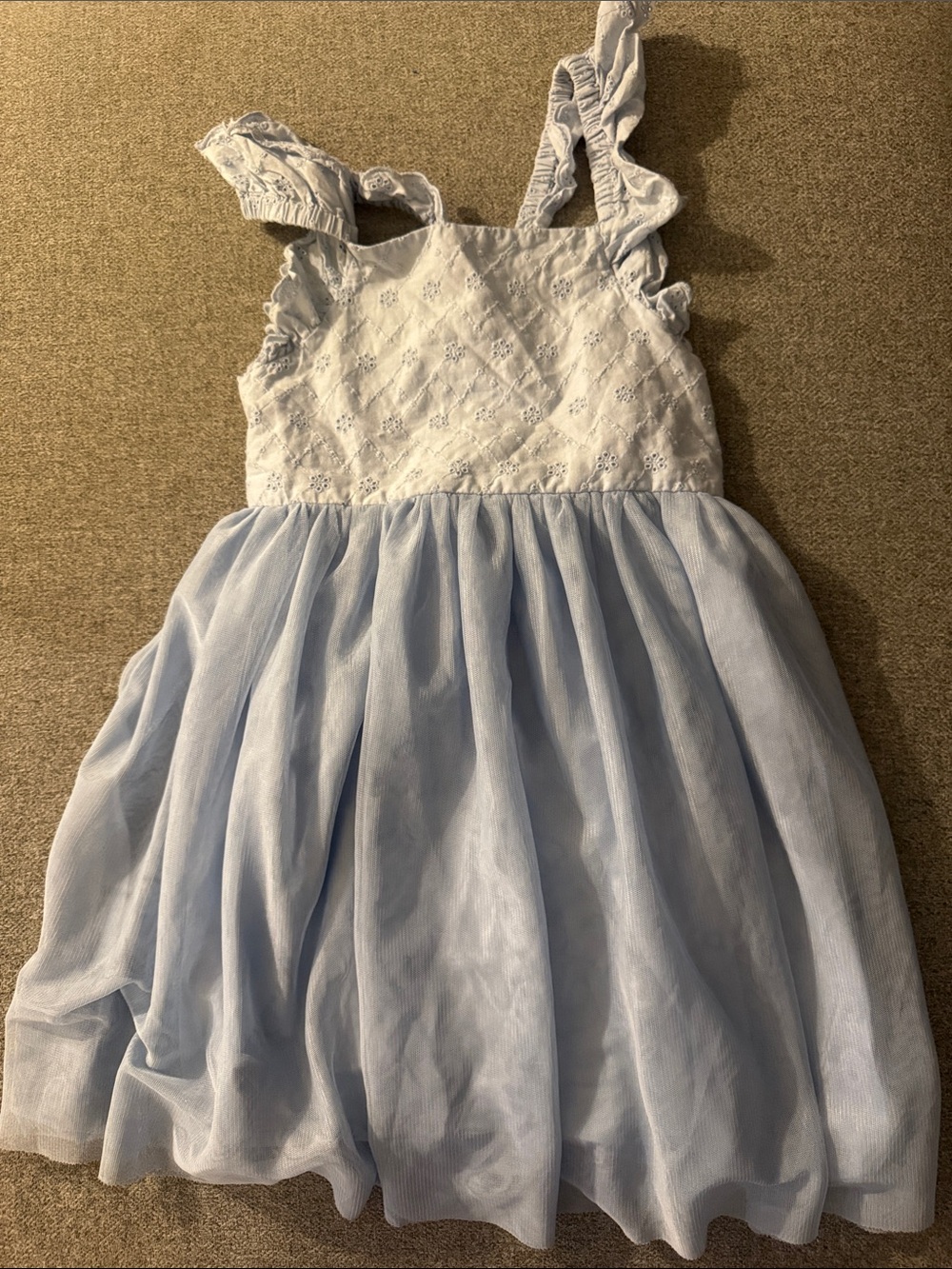 5/$15- Light Blue & White Girls' Ruffled Strap Dress